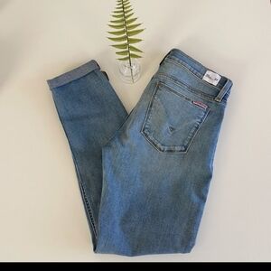 🥳2xHP🥳 Hudson Harkin Distress Women's Blue Jeans 27 Gold Zip